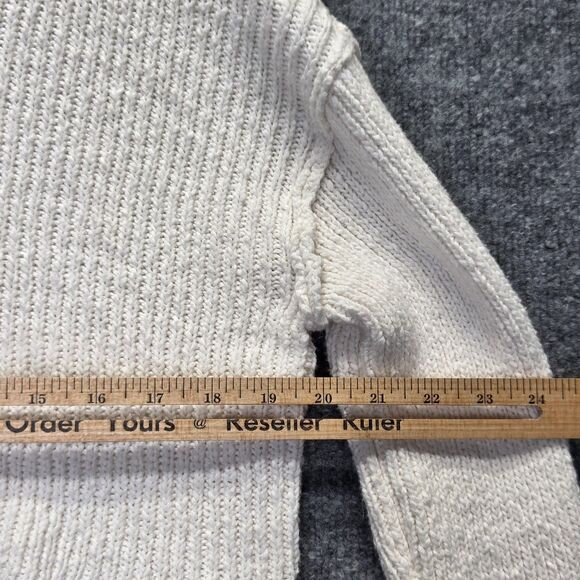 Moon & Madison Sweater Womens Large White Cropped Zip Hoodie Knit Distressed - Picture 8 of 11